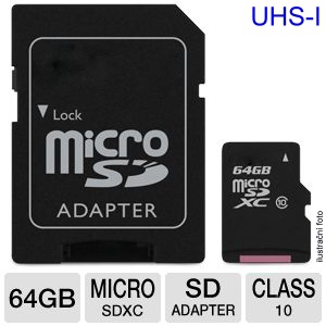 GPS příslušenství - 64GB micro SDXC ADATA 10 class + adaptér SDXC zdarma